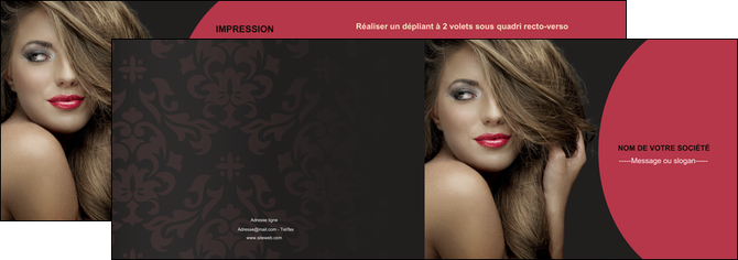 creer modele en ligne depliant 2 volets  4 pages  centre esthetique  cheveux coiffure salon de coiffure MFLUOO27947
