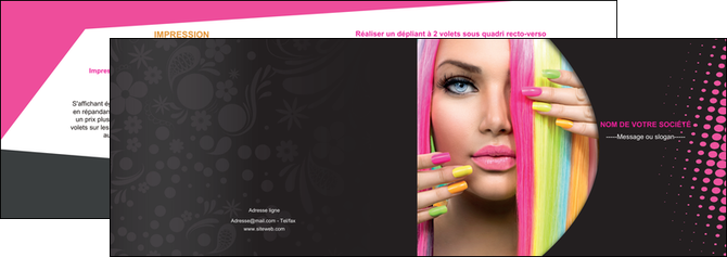 personnaliser maquette depliant 2 volets  4 pages  centre esthetique  coiffure coiffeur coiffeuse MFLUOO28305