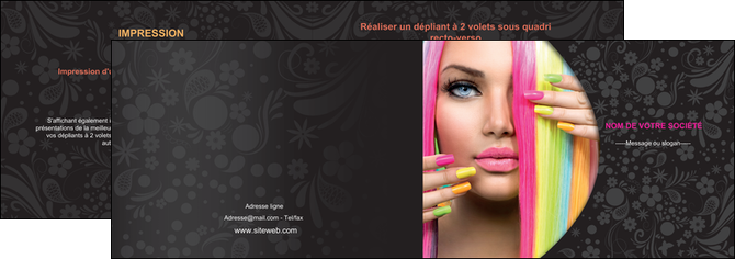 personnaliser modele de depliant 2 volets  4 pages  cosmetique coiffure coiffeur coiffeuse MIDLU28473