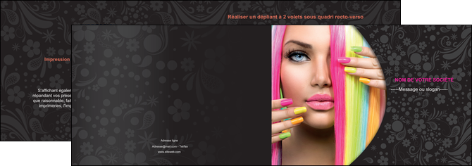 faire depliant 2 volets  4 pages  cosmetique coiffure coiffeur coiffeuse MIDLU28475