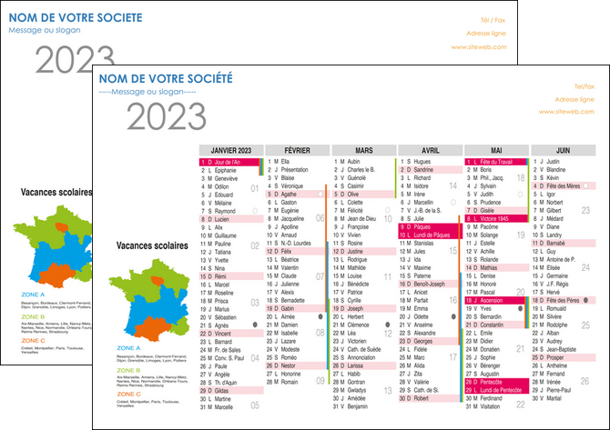 realiser affiche exemple calendrier 2020 bancaire a2 recto verso calendrier de bureau 12 mois MIDLU28877