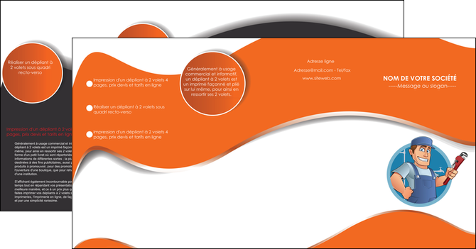 cree depliant 4 volets  8 pages  plomberie travail travailleur casquette MIDBE29495