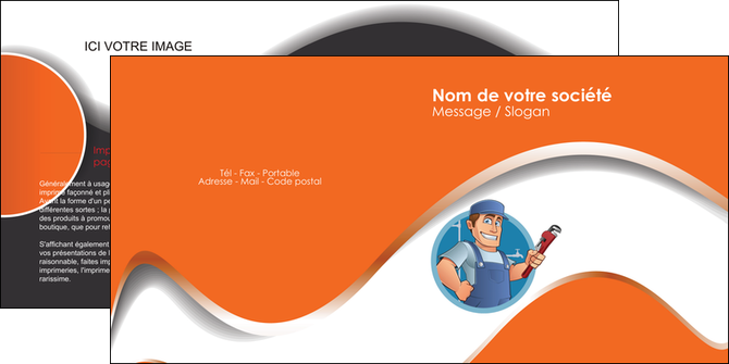 imprimerie depliant 2 volets  4 pages  plomberie travail travailleur casquette MIDBE29517