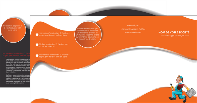 creer modele en ligne depliant 4 volets  8 pages  plomberie travail travailleur casquette MIDBE29565