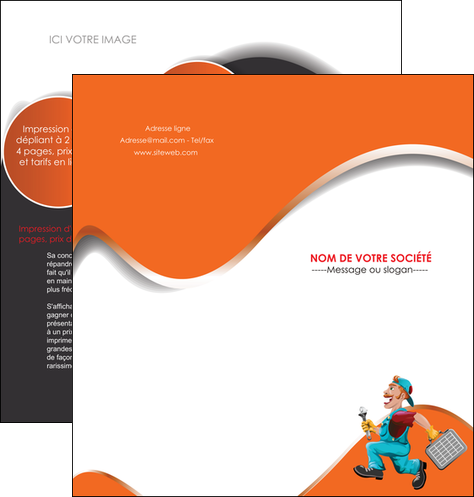 creation graphique en ligne depliant 2 volets  4 pages  plomberie travail travailleur casquette MIDBE29575