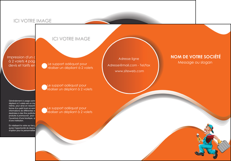 creer modele en ligne depliant 3 volets  6 pages  plomberie travail travailleur casquette MIDBE29581