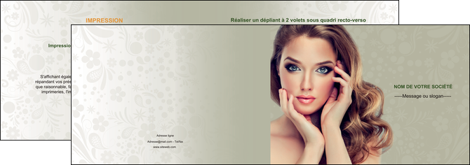 maquette en ligne a personnaliser depliant 2 volets  4 pages  centre esthetique  beaute bien etre coiffure MFLUOO29877