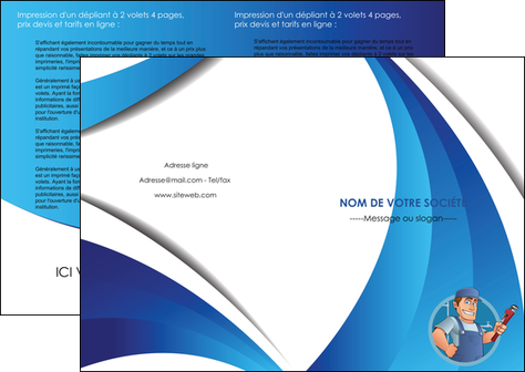 faire modele a imprimer depliant 2 volets  4 pages  plomberie travail travailleur casquette MIDBE29907