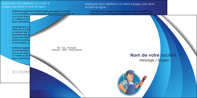 cree depliant 2 volets  4 pages  plomberie travail travailleur casquette MIDBE29919