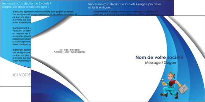 creation graphique en ligne depliant 2 volets  4 pages  plomberie travail travailleur casquette MIDBE30087