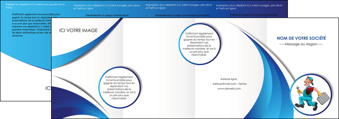 faire depliant 4 volets  8 pages  plomberie travail travailleur casquette MIDBE30101