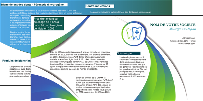faire depliant 2 volets  4 pages  dentiste dents dentiste dentier MIDBE30857