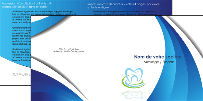 personnaliser modele de depliant 2 volets  4 pages  dentiste dents dentiste dentier MIDBE30995