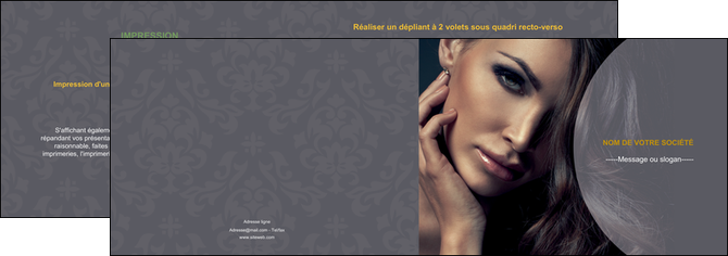 maquette en ligne a personnaliser depliant 2 volets  4 pages  cosmetique beaute bien etre coiffure MIFCH31389