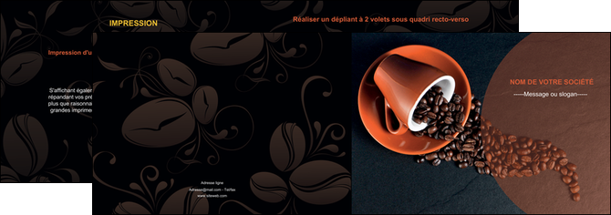 maquette en ligne a personnaliser depliant 2 volets  4 pages  bar et cafe et pub tasse a cafe cafe graines de cafe MIFCH31845