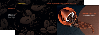 maquette en ligne a personnaliser depliant 2 volets  4 pages  bar et cafe et pub tasse a cafe cafe graines de cafe MIFCH31845
