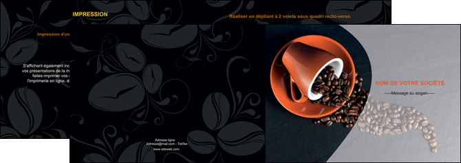 personnaliser maquette depliant 2 volets  4 pages  bar et cafe et pub cafe tasse de cafe graines de cafe MIFCH31913