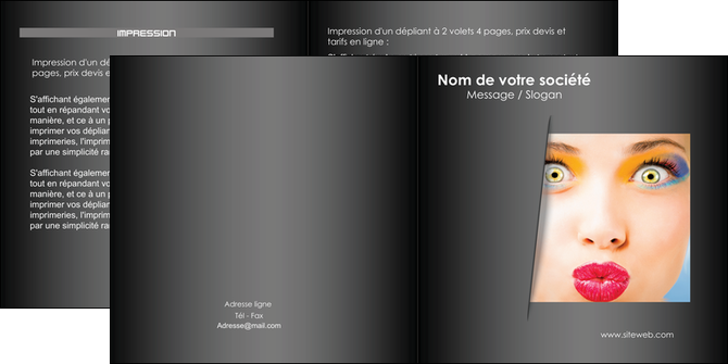 creer modele en ligne depliant 2 volets  4 pages  centre esthetique  maquillage beaute couleur MFLUOO32531