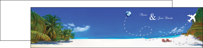 personnaliser maquette depliant 2 volets  4 pages  faire part de mariage avec photo de plage et tropique plage maldives MLIG33799