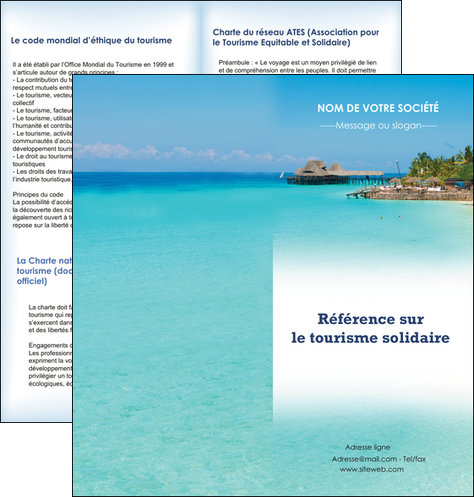 cree depliant 2 volets  4 pages  paysage plage vacances tourisme MIDBE33811