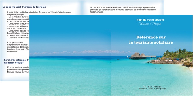 faire modele a imprimer depliant 2 volets  4 pages  paysage plage vacances tourisme MIDBE33817