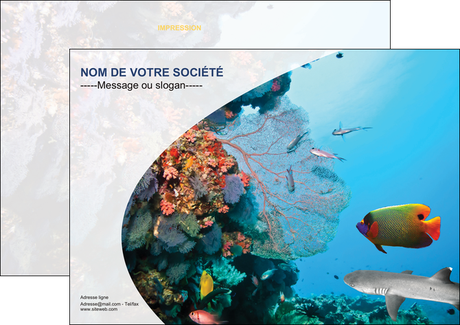 creer modele en ligne flyers chasse et peche plongeur corail poissons MIDBE33867