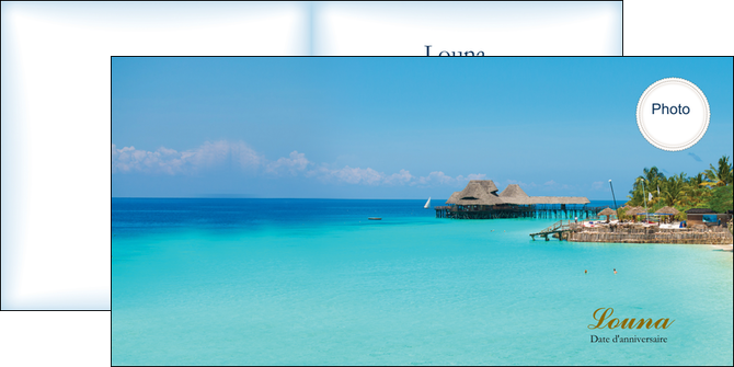 faire depliant 2 volets  4 pages  paysage faire part de naissance carte pour naissance plages MIDBE34351