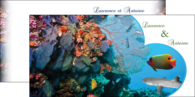 creation graphique en ligne depliant 2 volets  4 pages  chasse et peche plongeur corail poissons MIDBE34443