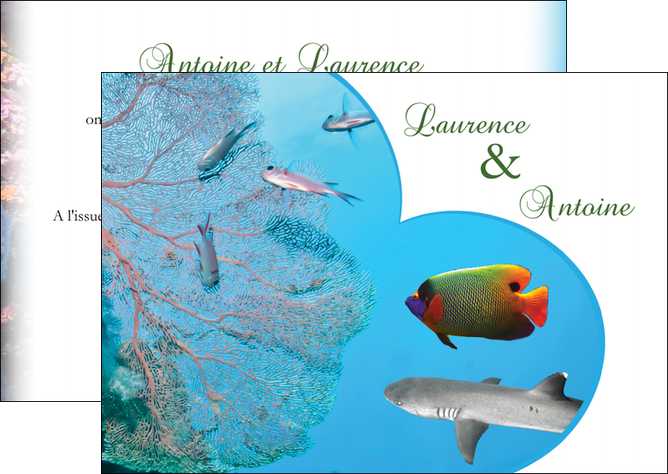 personnaliser maquette flyers chasse et peche plongeur corail poissons MIDBE34445