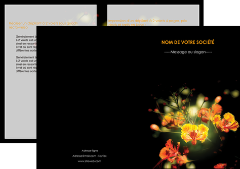 creer modele en ligne depliant 2 volets  4 pages  fleuriste et jardinage fleur luxe noire MFLUOO34803