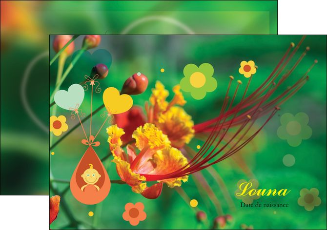 personnaliser modele de flyers fleur naissance nature MIDBE34955