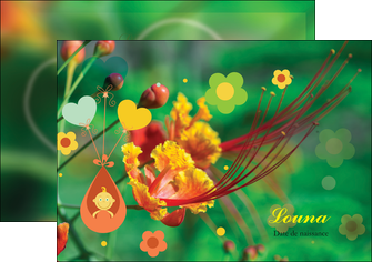 personnaliser modele de flyers fleur naissance nature MIDBE34955