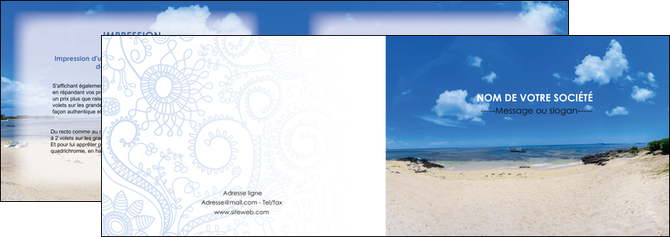modele depliant 2 volets  4 pages  paysage mer vacances ile MIDBE35779