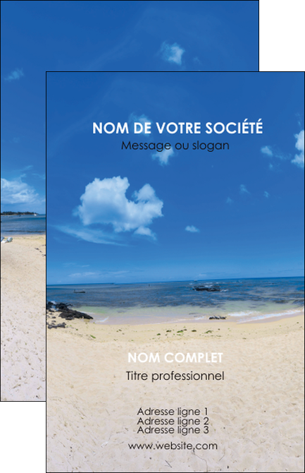 creer modele en ligne carte de visite paysage mer vacances ile MIDBE35787
