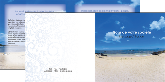 creer modele en ligne depliant 2 volets  4 pages  paysage mer vacances ile MIDBE35793