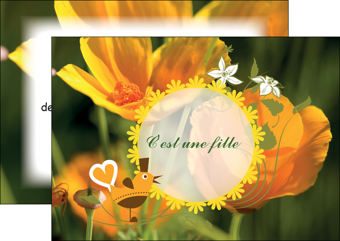 exemple flyers fleurs faire part de naissance jaune MIDBE36011