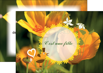 exemple flyers fleurs faire part de naissance jaune MIDBE36011