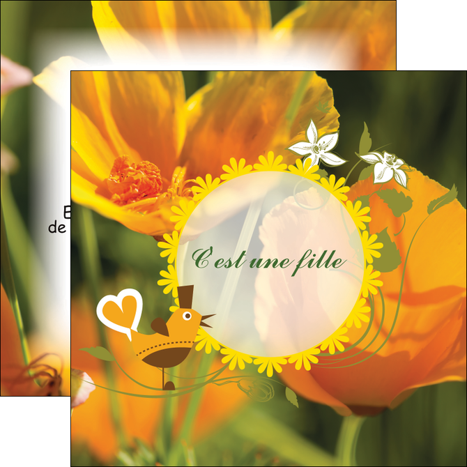 creer modele en ligne flyers fleurs faire part de naissance jaune MIDBE36015