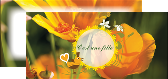 maquette en ligne a personnaliser flyers fleurs faire part de naissance jaune MIDBE36023