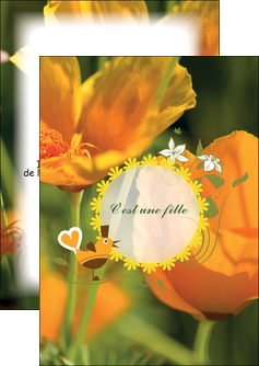 impression flyers fleurs faire part de naissance jaune MIDBE36025