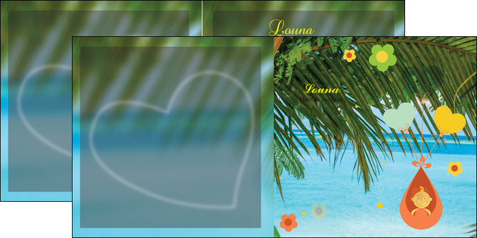 faire modele a imprimer depliant 2 volets  4 pages  mer plage ciel bleu MIDBE36047