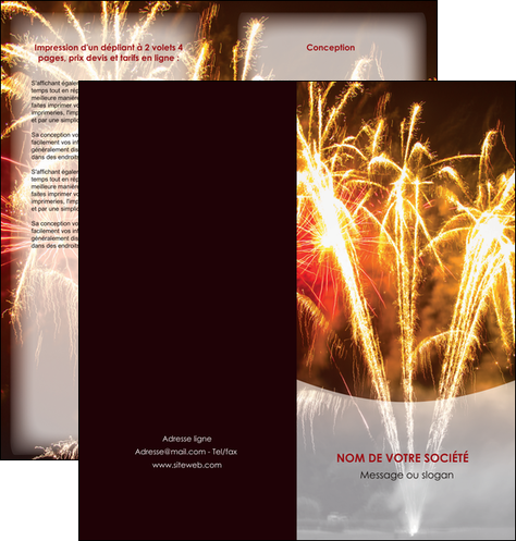 impression depliant 2 volets  4 pages  feu dartifice eclat lumiere MIDBE36653