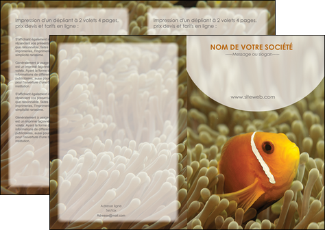 creation graphique en ligne depliant 2 volets  4 pages  paysage belle photo nemo poisson MIDBE36873