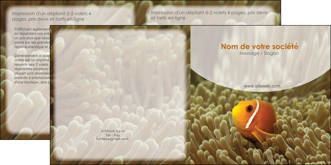modele depliant 2 volets  4 pages  paysage belle photo nemo poisson MIDBE36879