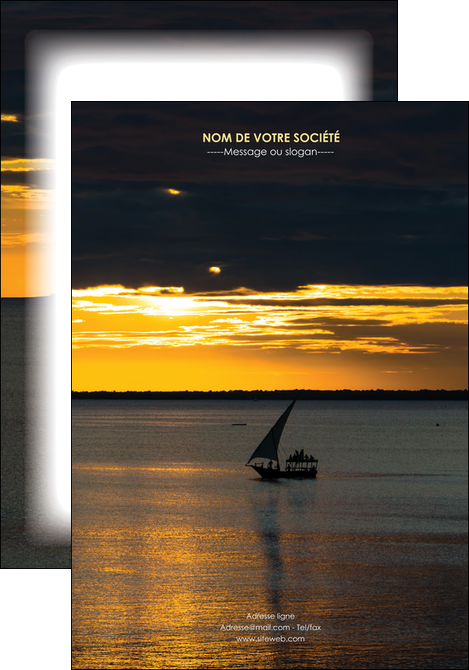 creer modele en ligne affiche sejours pirogue couche de soleil mer MID36909