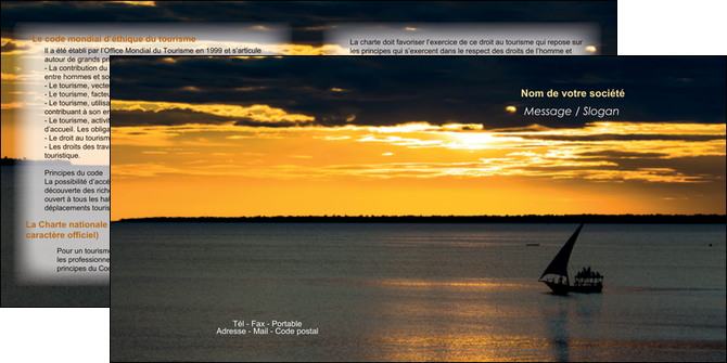 imprimer depliant 2 volets  4 pages  sejours pirogue couche de soleil mer MID36917