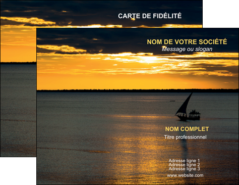 realiser carte de visite sejours pirogue couche de soleil mer MID36919