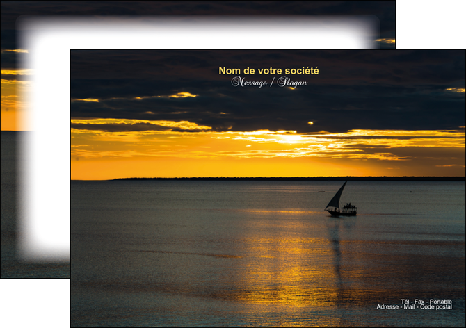 creation graphique en ligne flyers sejours pirogue couche de soleil mer MID36937