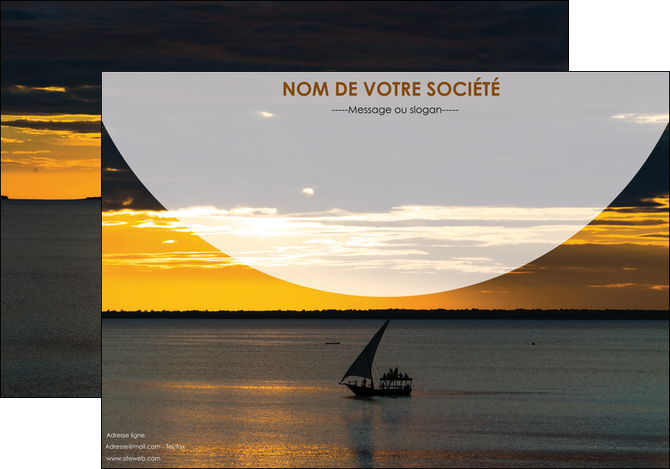 maquette en ligne a personnaliser affiche sejours paysage mer pirogue MIDBE37151