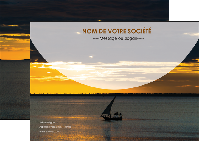 personnaliser modele de flyers sejours paysage mer pirogue MIDBE37167